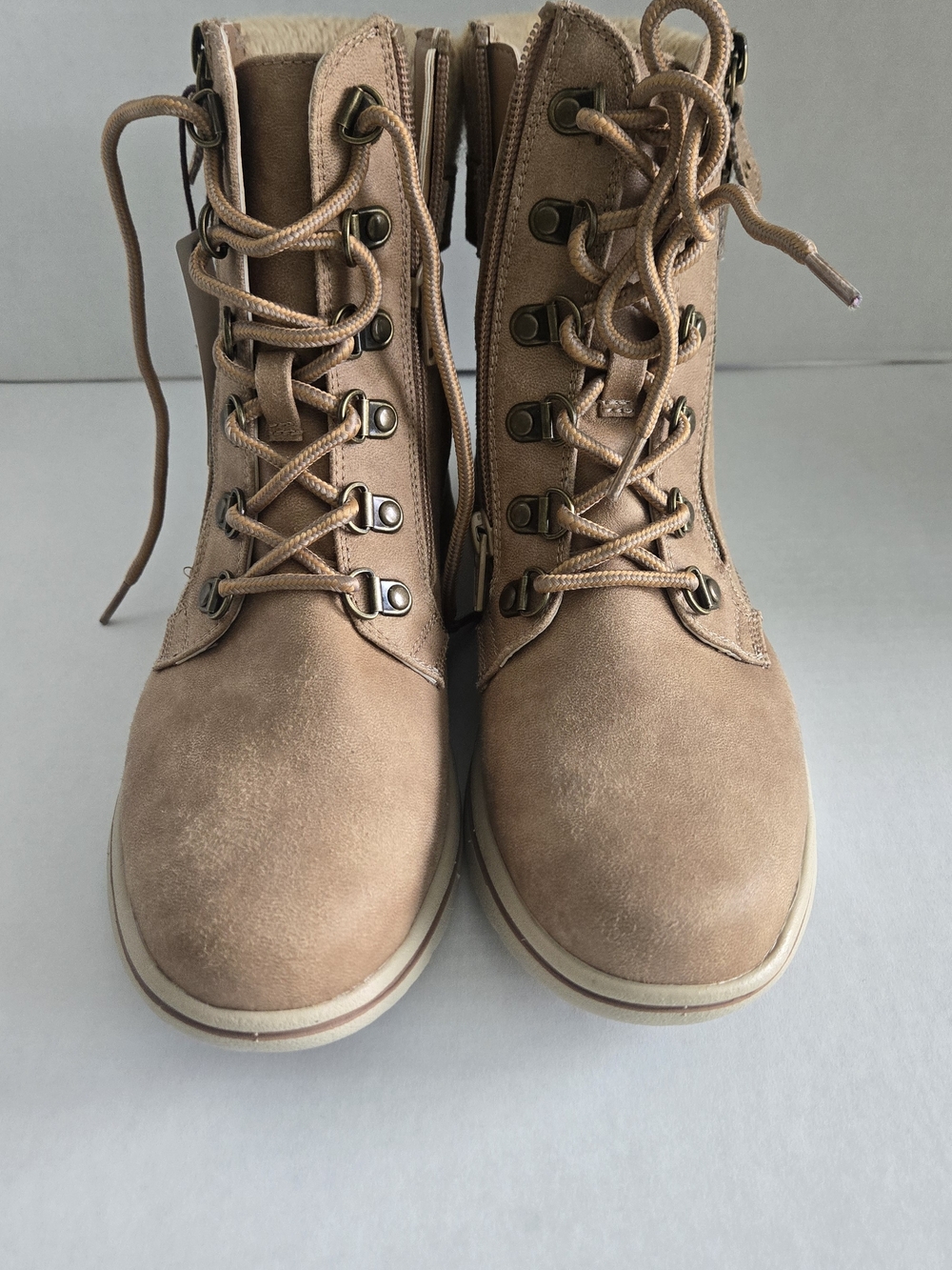 Cliffs by WHITE MOUNTAIN Tan Suede Lace-Up Ankle Booties